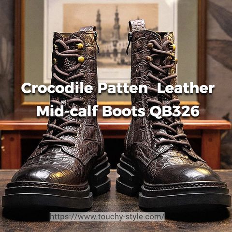 Crocodile Patten Men's Mid-Calf Boots - Casual Shoes QB326