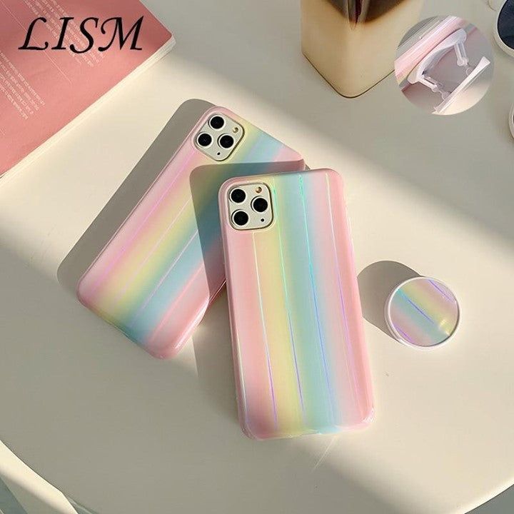 laser Gradient Phone Case for iPhone 11 11Pro Max X XR XS Max 7 8 6 6S Plus - Touchy Style .