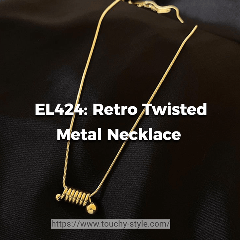 Retro Twisted Metal Necklace - Bold Statement Charm Jewelry - Touchy Style .