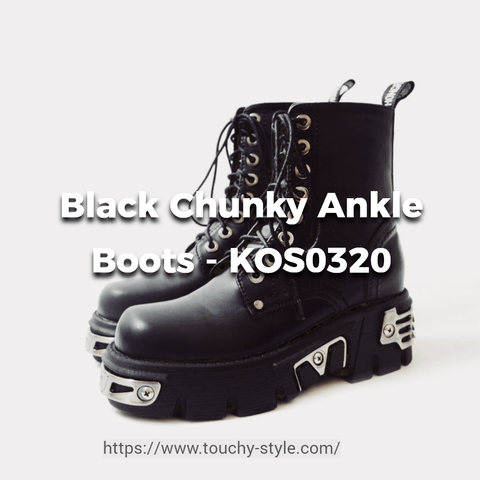 Stride in Style: Black Chunky Ankle Boots Casual Style - KOS0320 - Touchy Style .