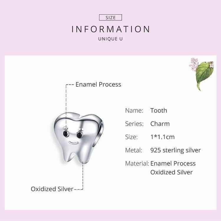 925 Sterling Silver Pendent Charm Jewelry Lovely Tooth SCC1401 - Touchy Style