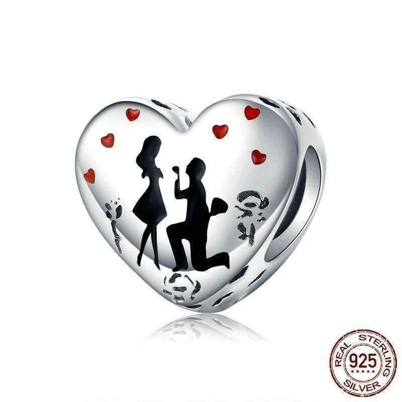 925 Sterling Silver Pendent Charm Jewelry Marry Me Heart