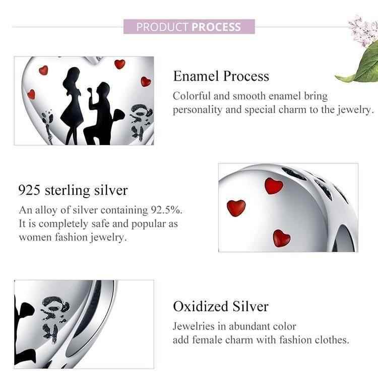 925 Sterling Silver Pendent Charm Jewelry Marry Me Heart