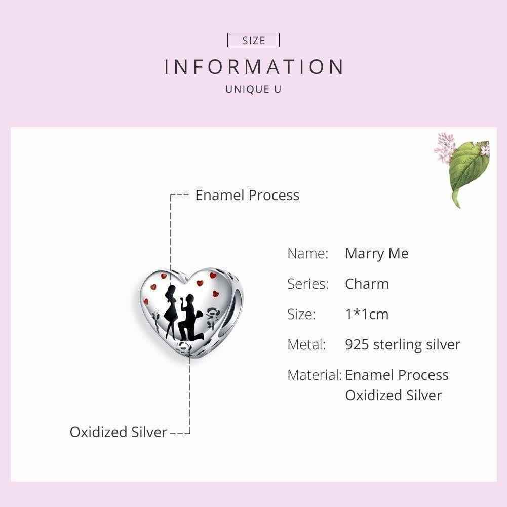 925 Sterling Silver Pendent Charm Jewelry Marry Me Heart