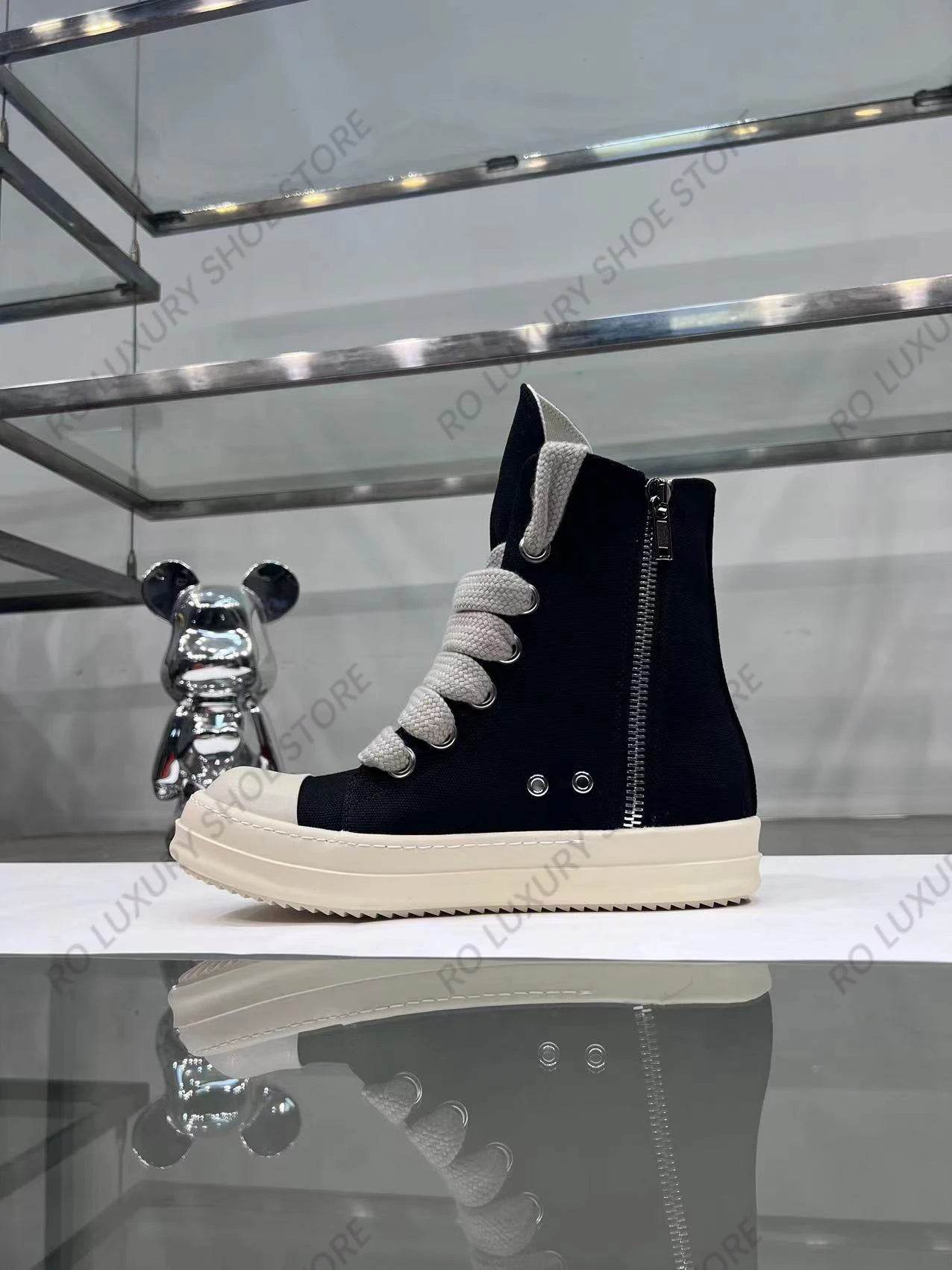 Classic Canvas High Top Men Shoe Designer Follow Engaging Leather Jumbo Lace-up Luxury Ankle Boot Black Platform Women Sneaker - Touchy Style