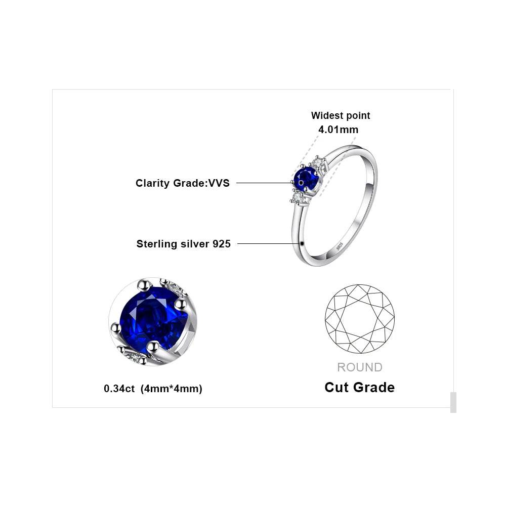 JewelryPalace Created Blue Sapphire 925 Sterling Silver 3 Stones Promise Ring for Women Fashion Gemstone Jewelry Wedding Gift - Touchy Style