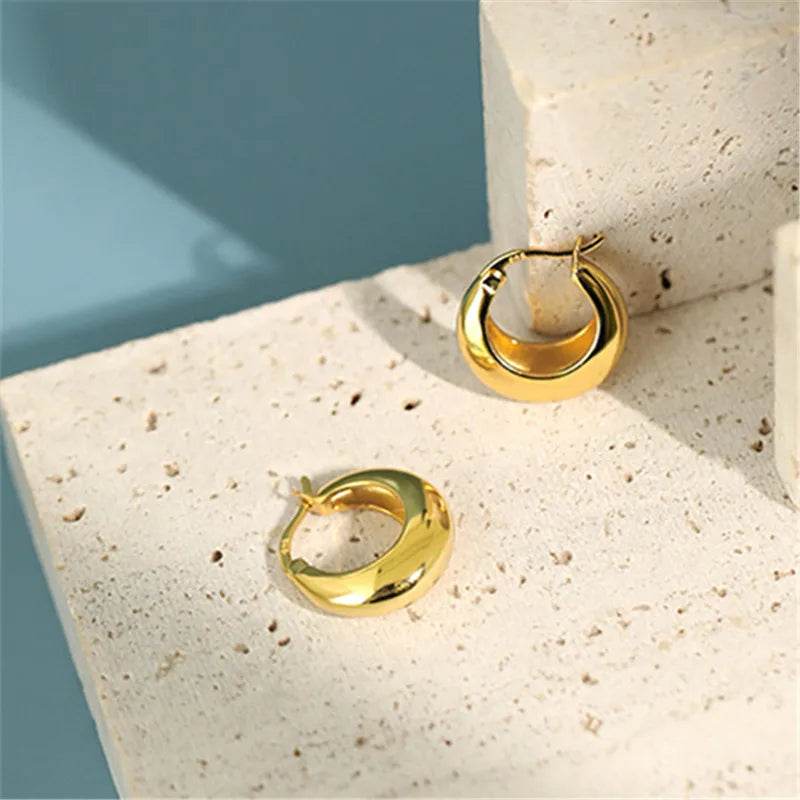 925 Sterling Silver European Geometric Circle Stud Earrings Women Generous Temperament Party Jewelry Accessories Friendship Gift - Touchy Style