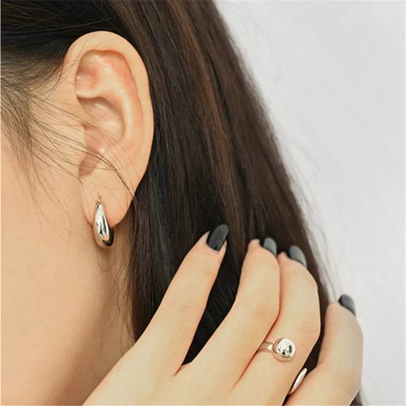925 Sterling Silver European Geometric Circle Stud Earrings Women Generous Temperament Party Jewelry Accessories Friendship Gift - Touchy Style