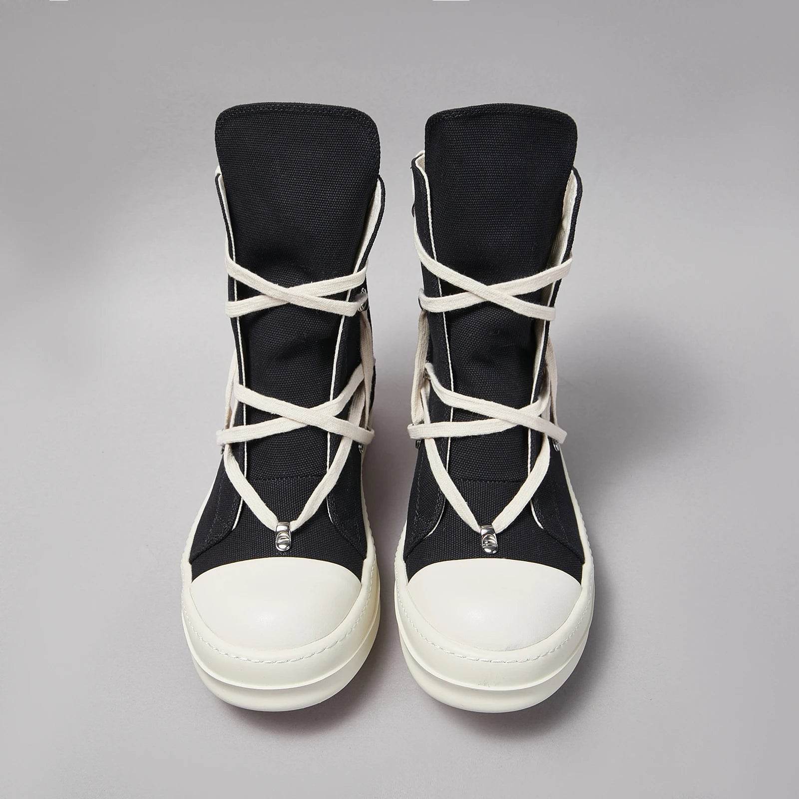 Brand Women Sneaker Casual High Top Lace Up Men Shoe Pentagram Black ricks Luxury Designer owens Canvas Zip Flat Ankle Boot - Touchy Style