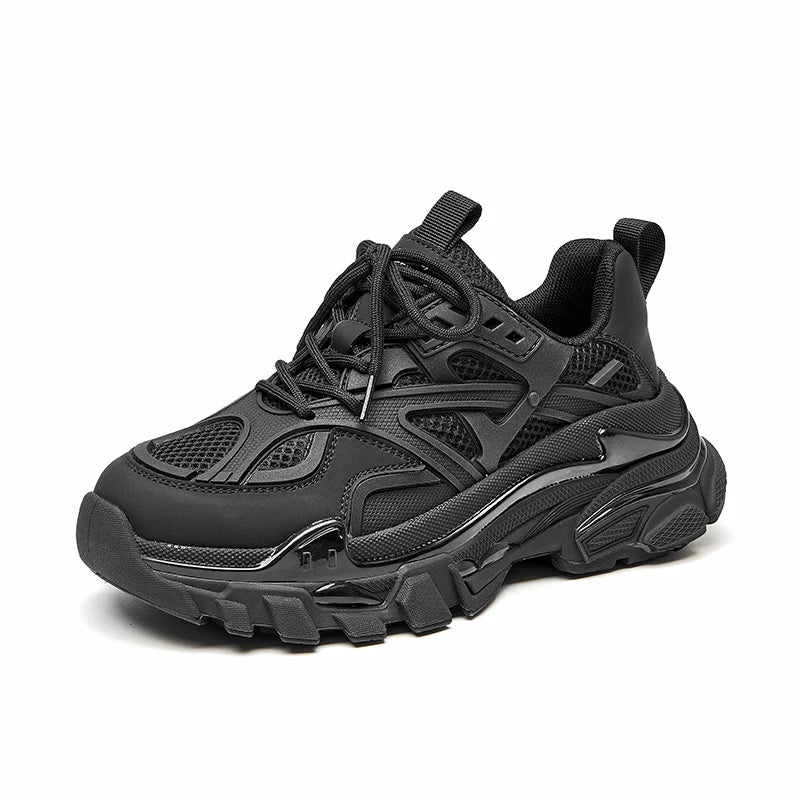 BeauToday Chunky Sneakers Women Synthetic Leather Mesh Patchwork Round Toe Lace-Up Thick Sole Ladies Sports Shoes Handmade 29448