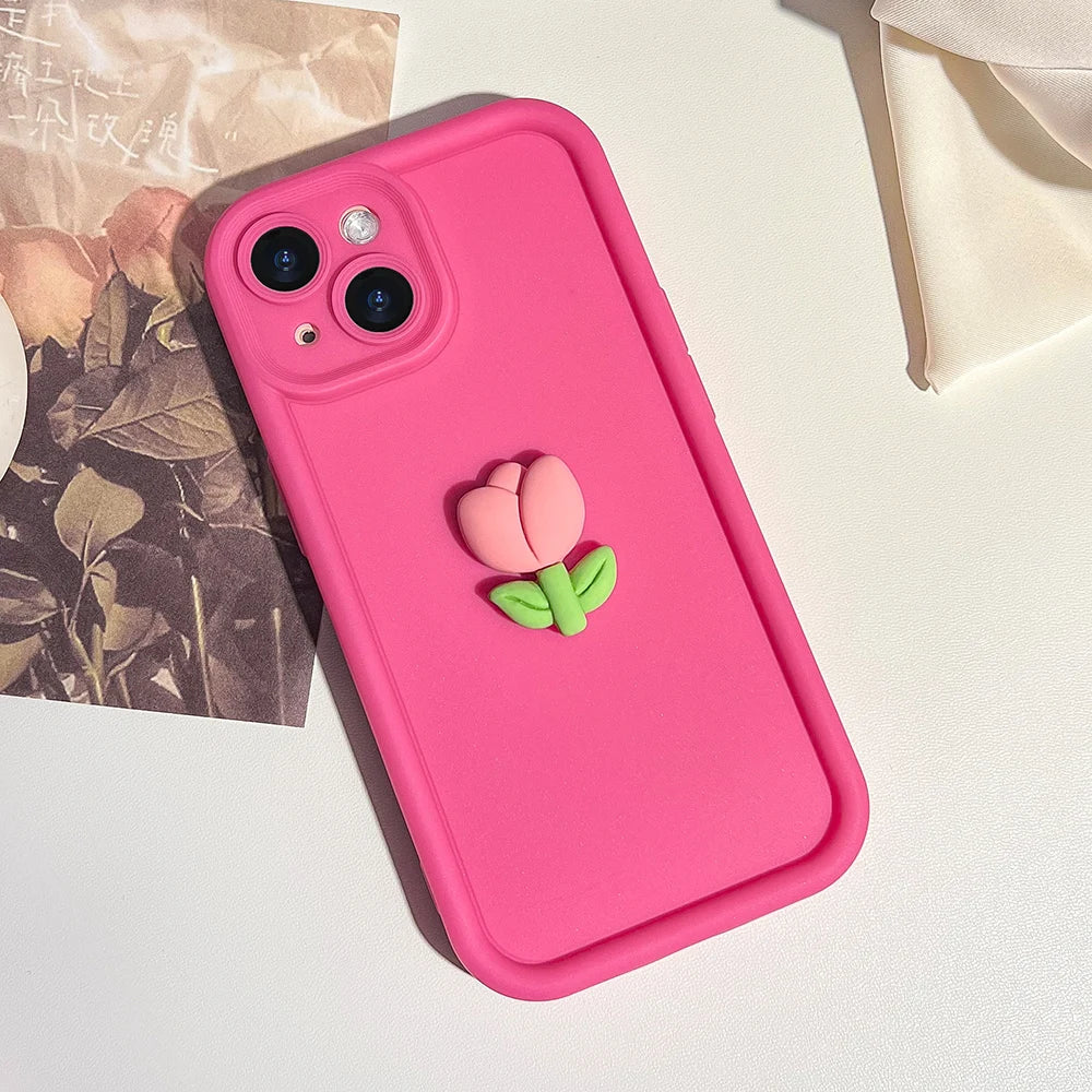 Cute 3D Heart Silicone Phone Case For iPhone 16 Pro 13 11 12 14 15 Pro Max X XR XS 7 8 Plus SE Shockproof Candy Cover