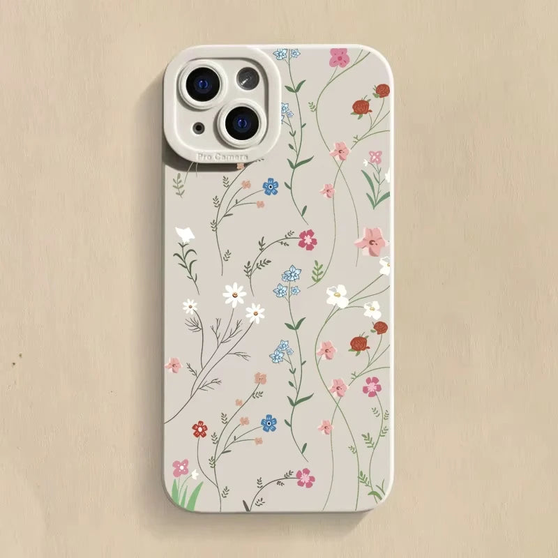 Summer Minimalist Fresh Style Phone Case For iPhone 16 Pro Max 11 12 13 14 15 16E XS XR 7 8 Plus Shockproof Silicone Soft Cove