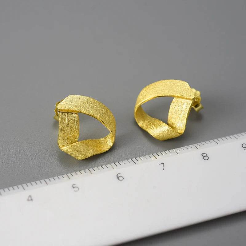Lotus Fun 18K Gold Vintage Simple Geometric Triangle Unusual Party Stud Earrings for Women Real 925 Sterling Silver Fine Jewelry - Touchy Style