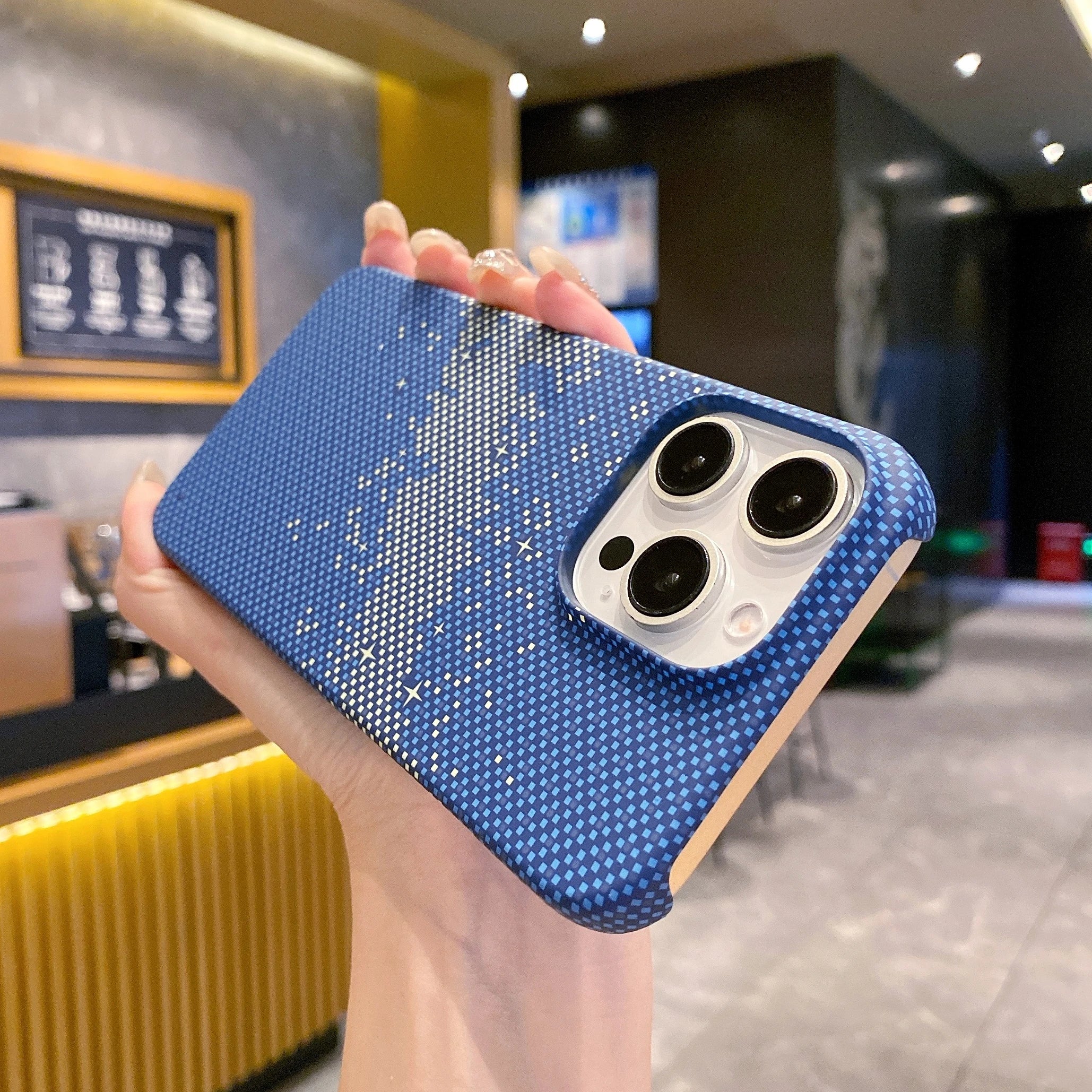 Cute Phone Cases For iPhone 16, 15, 14, 13, and 12 Pro Max models - Hit color Carbon fiber Texture - Hard PC Cover - TSP417