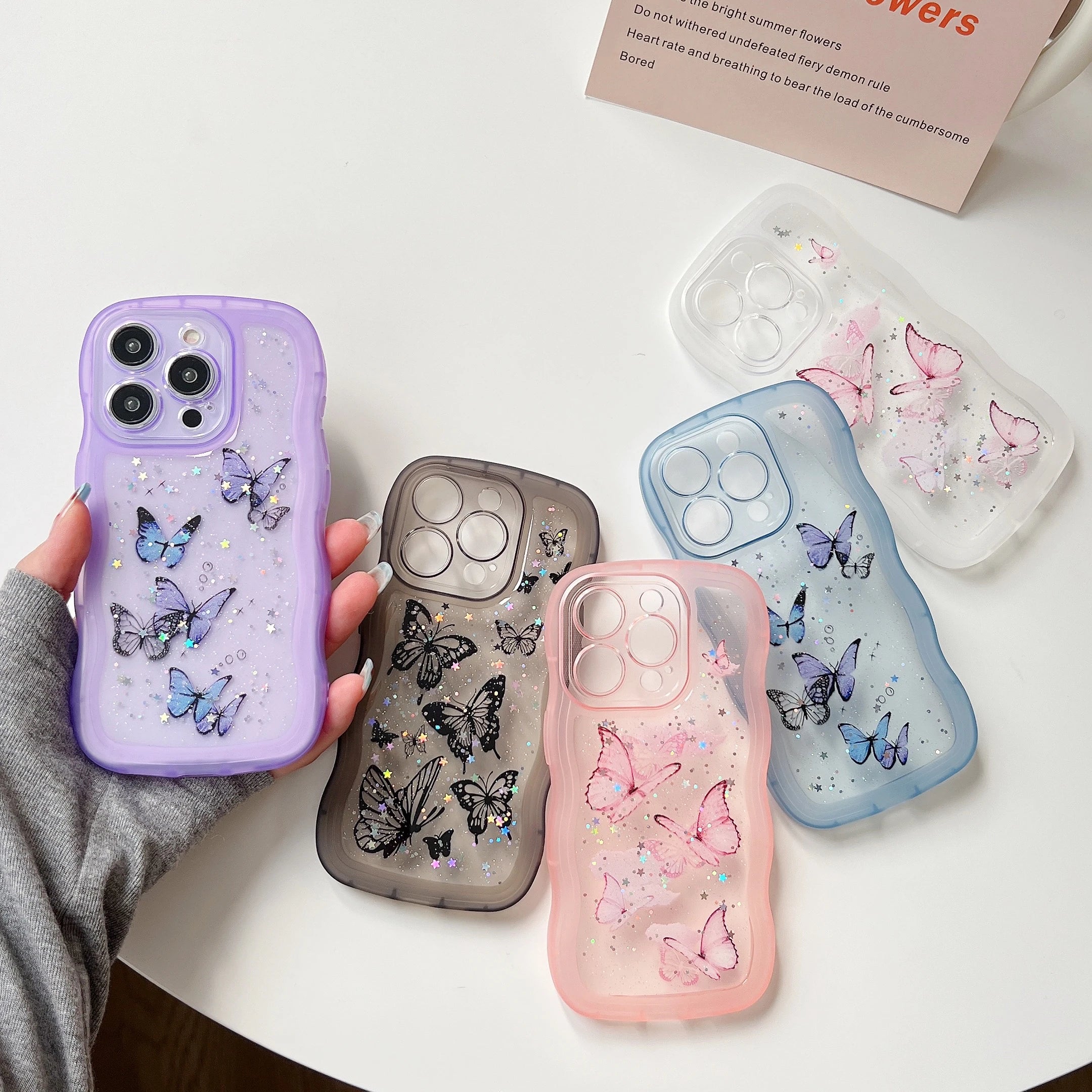 Cute Phone Cases: Bling Glitter Butterfly Bumper for iPhone 7-15 Pro Max - TSP308