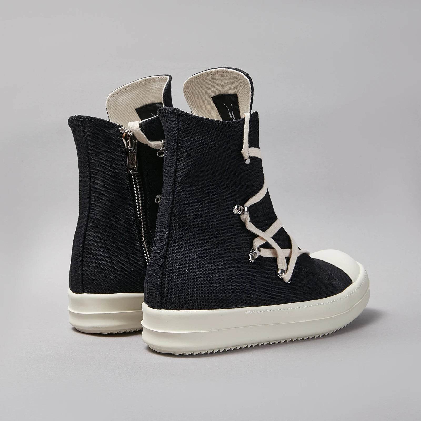 Brand Women Sneaker Casual High Top Lace Up Men Shoe Pentagram Black ricks Luxury Designer owens Canvas Zip Flat Ankle Boot - Touchy Style