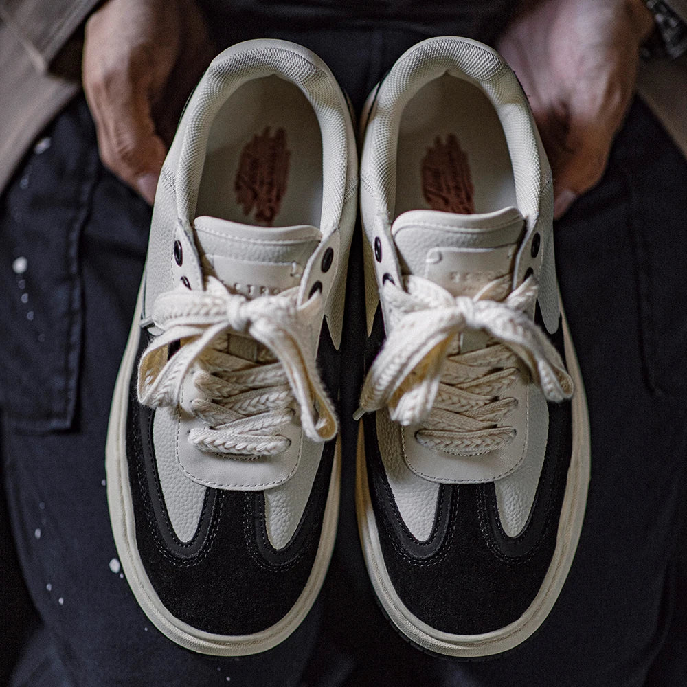 Maden 2024 New Black and White Casual Sneakers for Men Spring and Autumn Skateboarding Shoes Outdoor Versatile Shoes