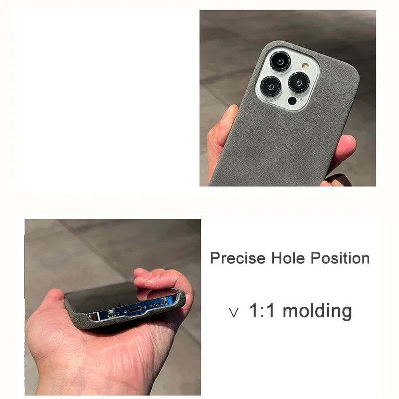 Phone Case For iPhone 16 15 14 13 12 11 Pro Max Plus Suede Leather Cases Matte Silicone Soft Shockproof Cover Fashion