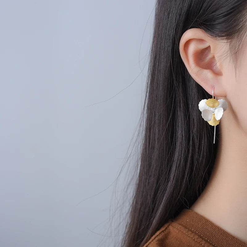 Lotus Fun Long Hanging Unusual Elegant Flower Dangle Earrings for Women Gift Real 925 Sterling Silver Party Luxury Fine Jewelry - Touchy Style