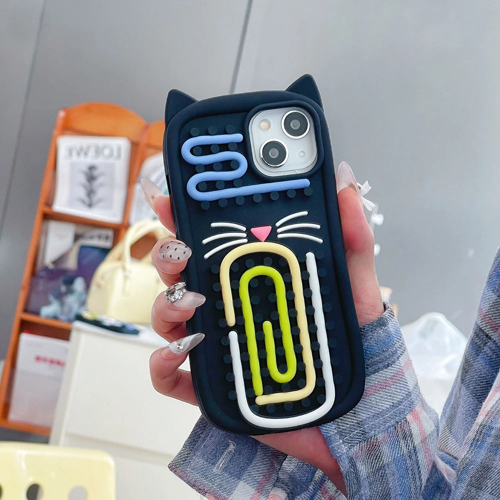 Funny Meow Meow Cat Relieve Stress Case Soft Silicone Cover For iPhone 15 14 13 Pro Max