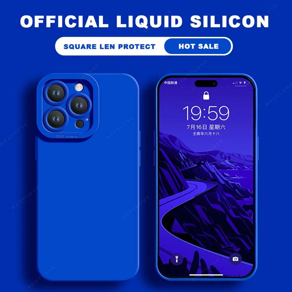Phone Case For iPhone 16E 16 14 15 Plus 12 13 Mini 11 16 Pro X XR XS Max SE Liquid Silicone Charm Strap Lanyard Protector Cover - Touchy Style