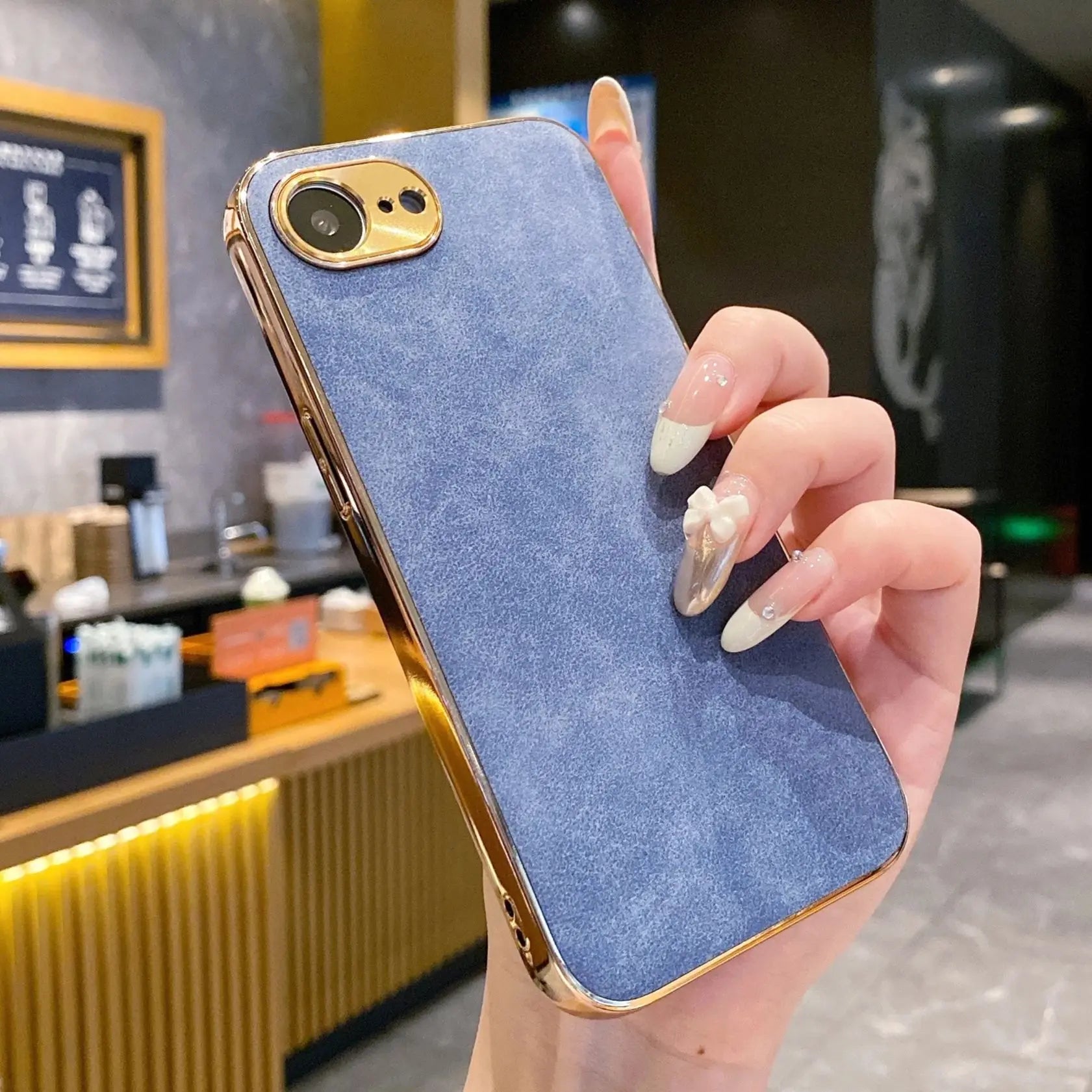 Lambskin Leather Plating Frame Bumper Cases For iPhone 16E 16 15 14 13 12 11 Pro Max Plus Retro Frosted Shockproof Hard Cover