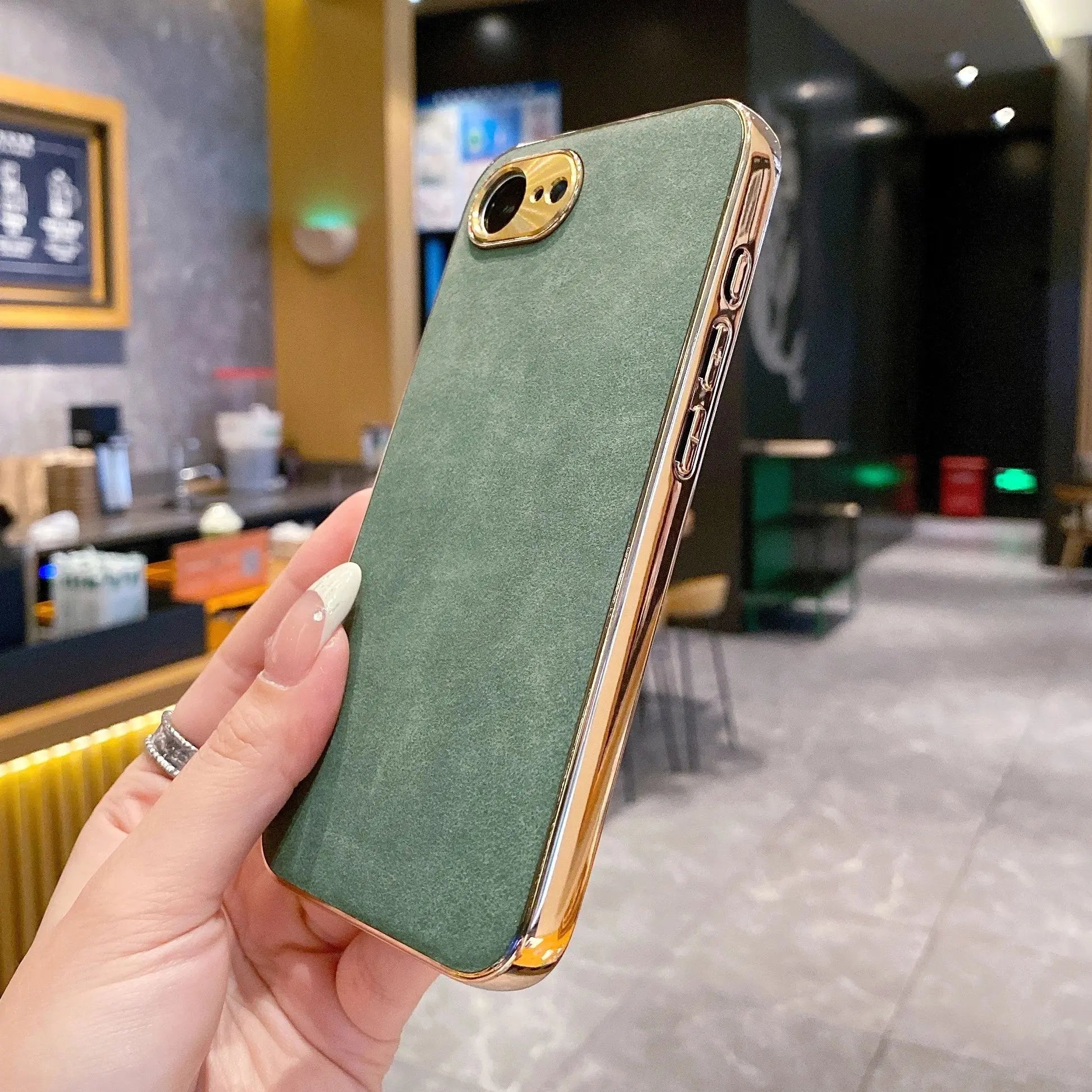 Lambskin Leather Plating Frame Bumper Cases For iPhone 16E 16 15 14 13 12 11 Pro Max Plus Retro Frosted Shockproof Hard Cover