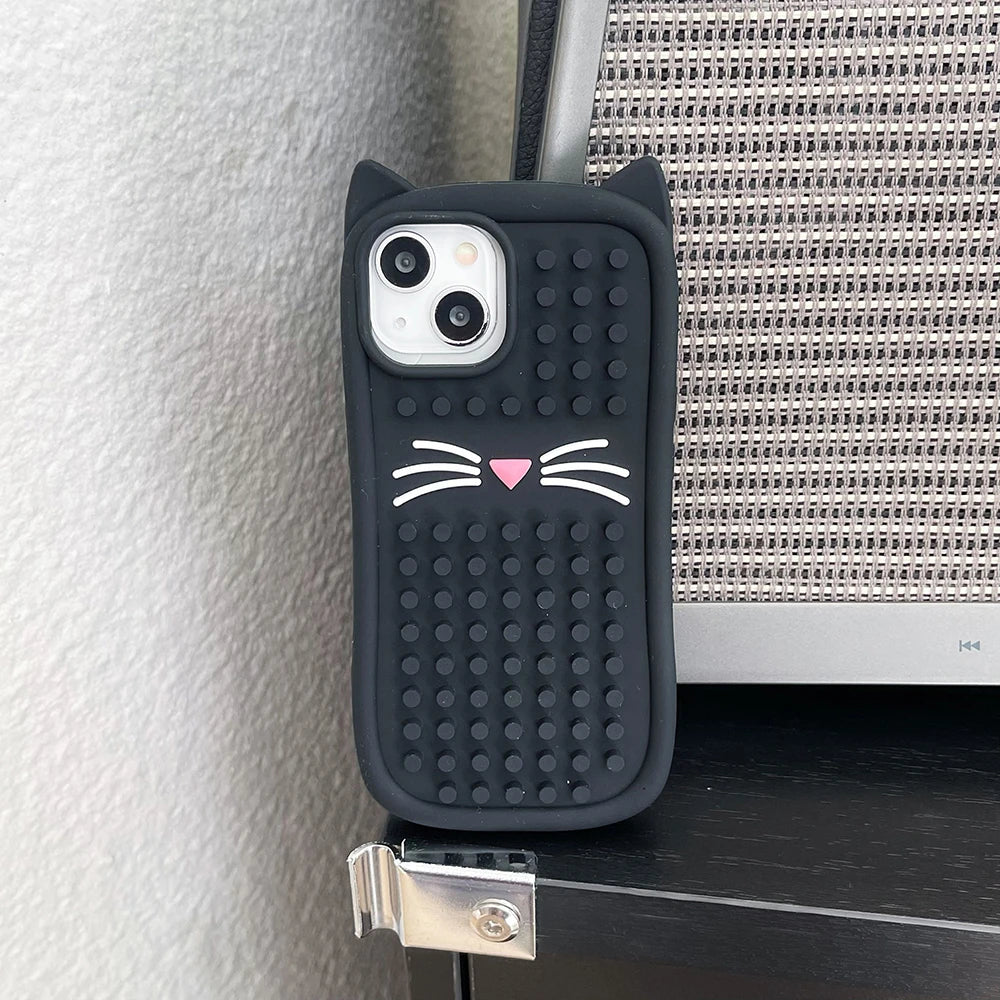 Funny Meow Meow Cat Relieve Stress Case Soft Silicone Cover For iPhone 15 14 13 Pro Max