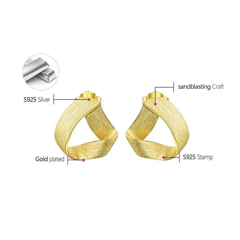 Lotus Fun 18K Gold Vintage Simple Geometric Triangle Unusual Party Stud Earrings for Women Real 925 Sterling Silver Fine Jewelry - Touchy Style