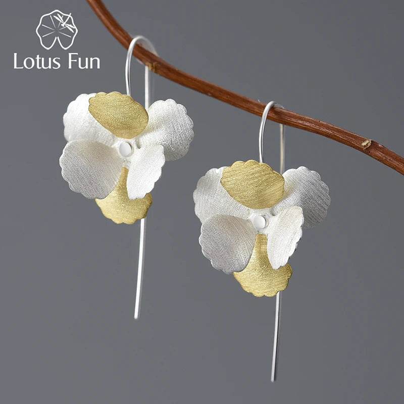 Lotus Fun Long Hanging Unusual Elegant Flower Dangle Earrings for Women Gift Real 925 Sterling Silver Party Luxury Fine Jewelry - Touchy Style