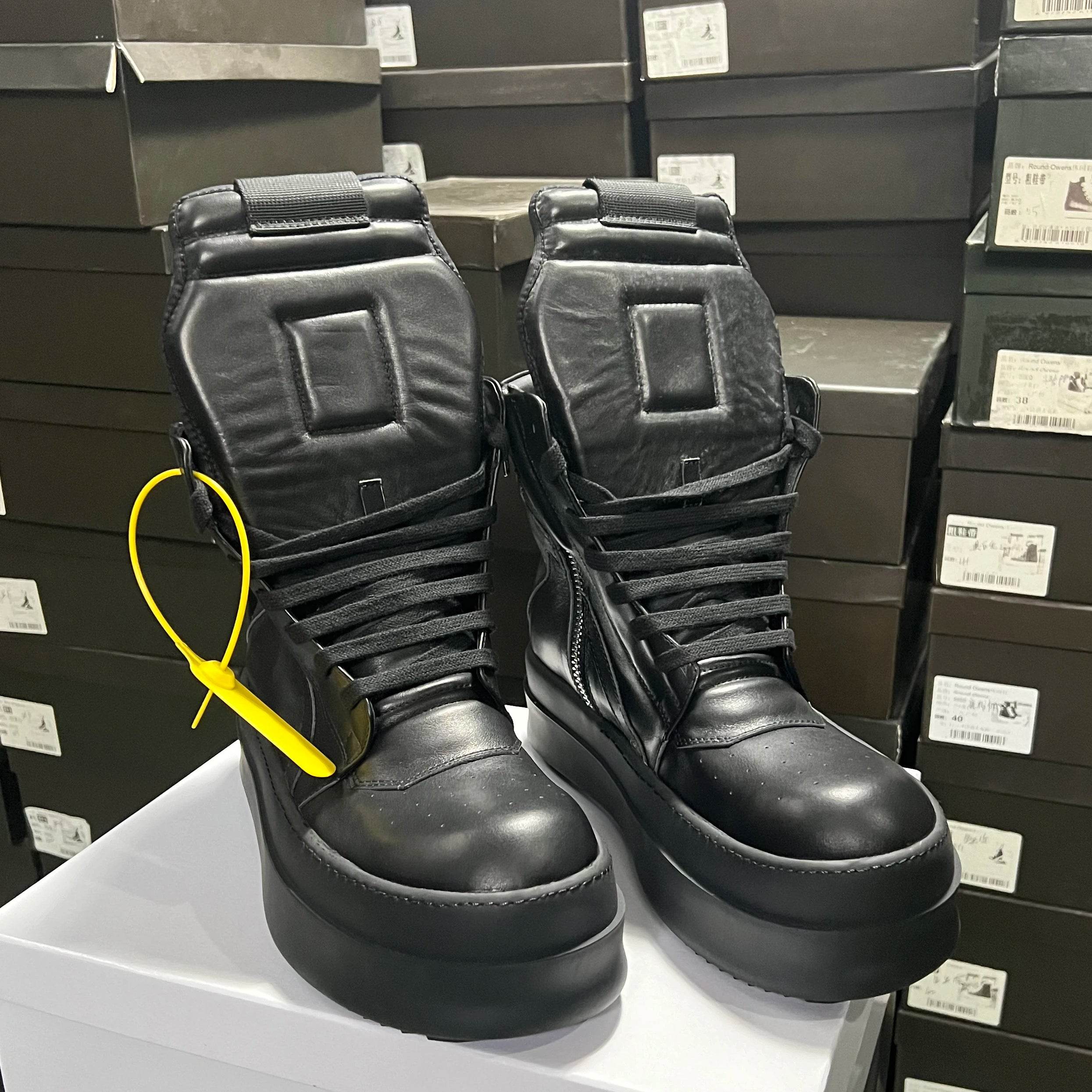 Brand Designer Women Ankle Boot Platform 6cm Casual Italy Girl Geobasket Black Leather Zipper Flat Thick-sole Luxury Street Shoe - Touchy Style