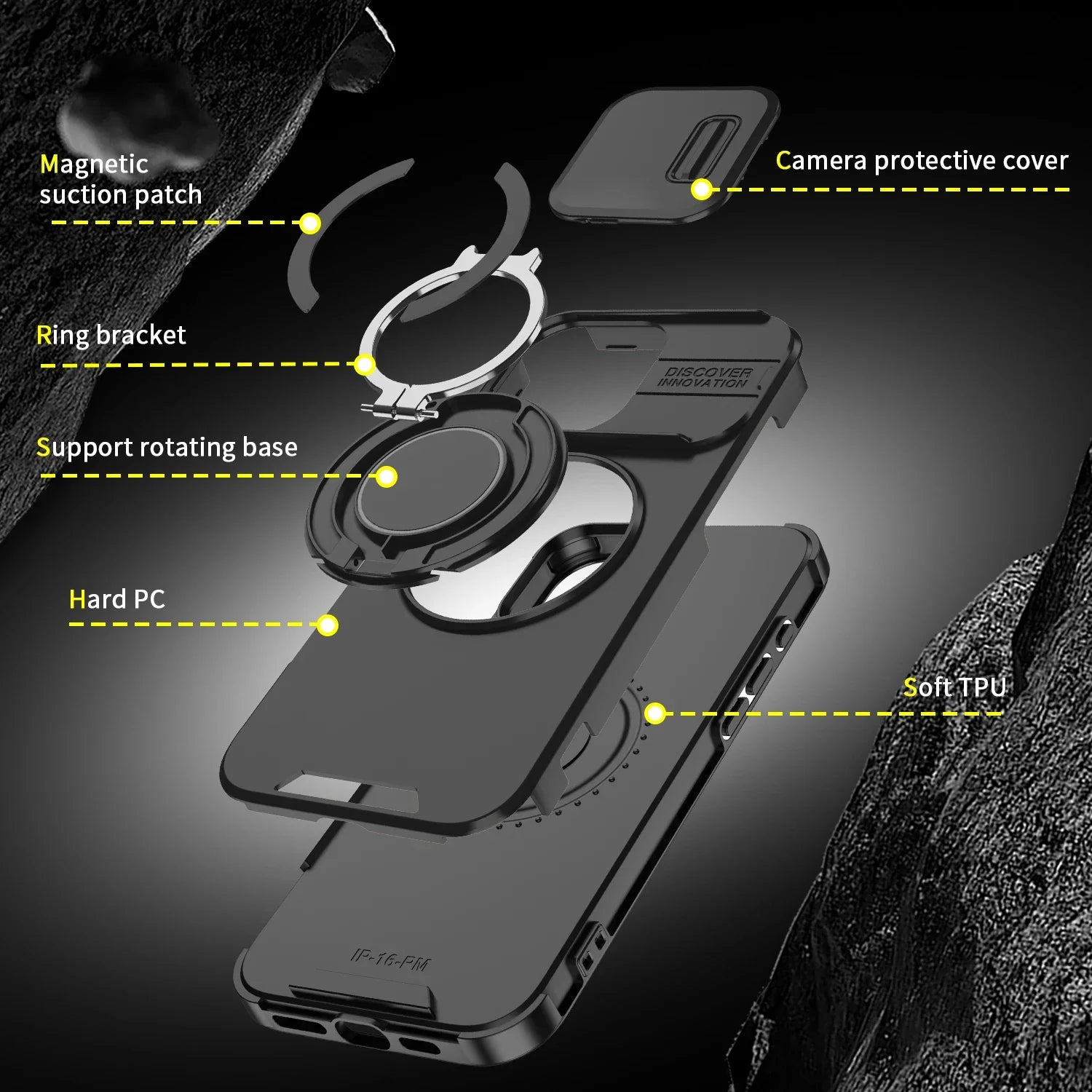 Slide Camera Protection Magnetic Bracket Magsafe Case for iPhone 15 12 11 13 14 16 Pro Max 16 Plus Heavy-Duty Rugged Armor Cover