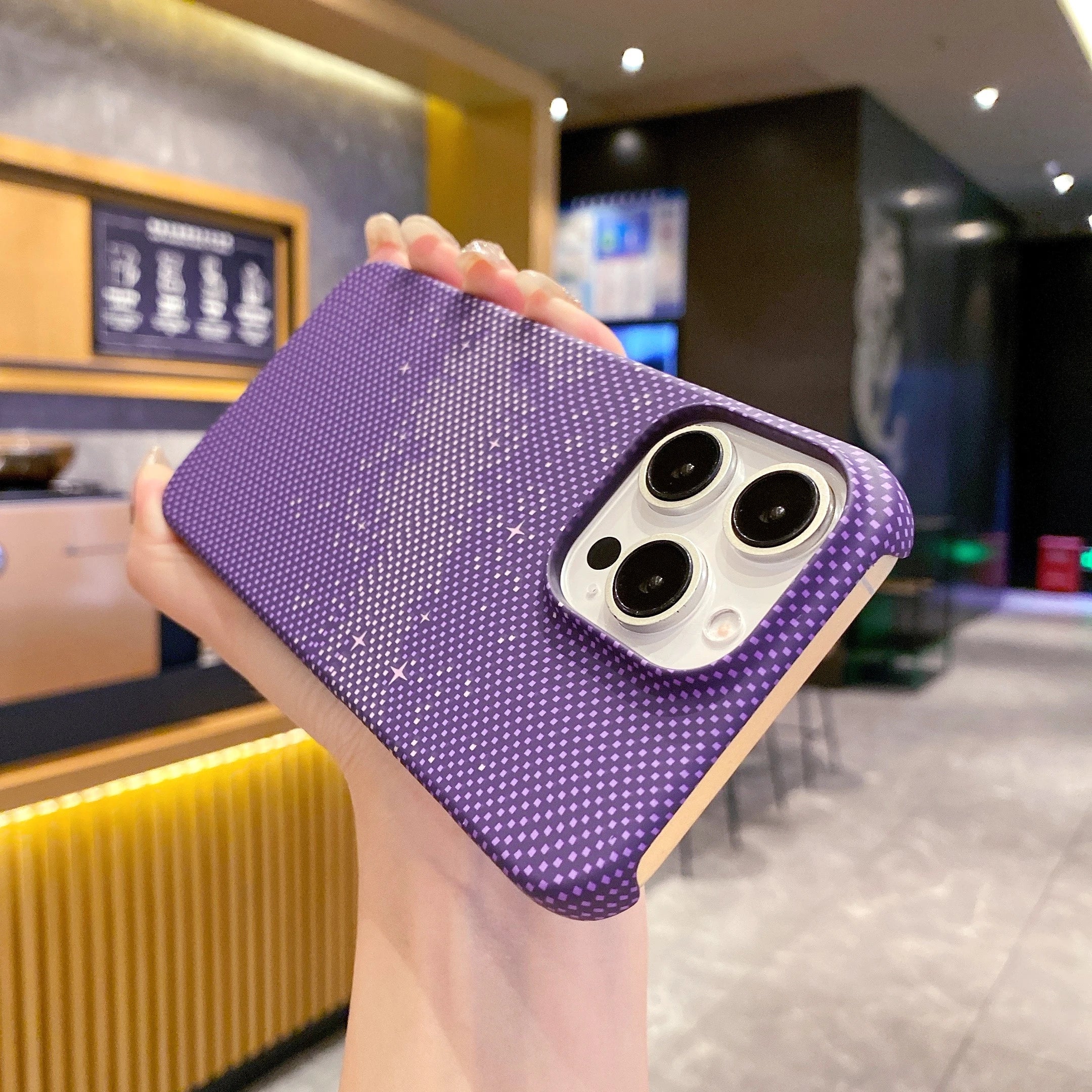 Cute Phone Cases For iPhone 16, 15, 14, 13, and 12 Pro Max models - Hit color Carbon fiber Texture - Hard PC Cover - TSP417