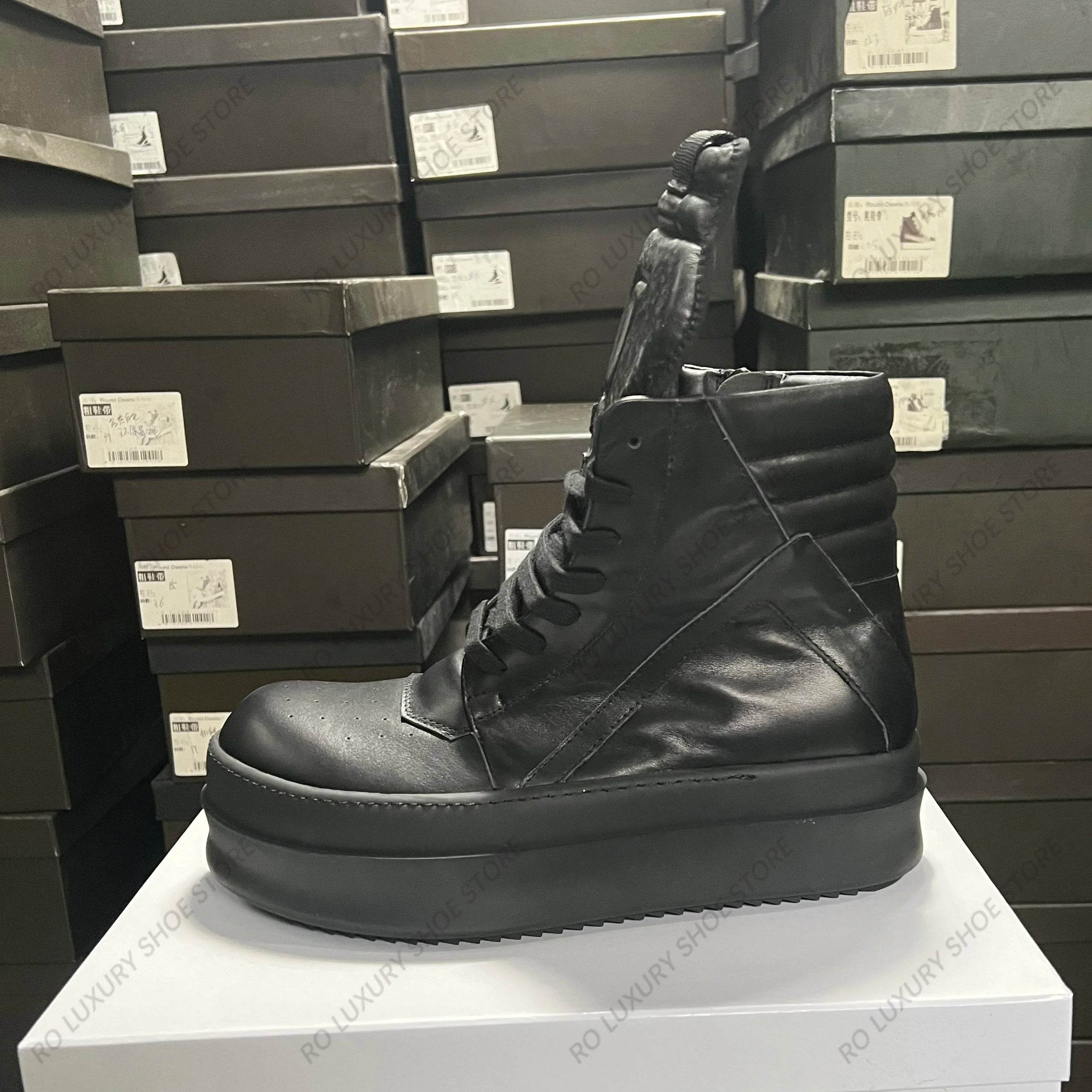 Brand Designer Women Ankle Boot Platform 6cm Casual Italy Girl Geobasket Black Leather Zipper Flat Thick-sole Luxury Street Shoe - Touchy Style