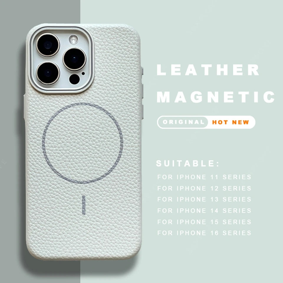 Leather Magnetic Phone Case For iPhone 15 14 13 12 11 16 Pro Max Plus SE XR X XS MAX For Magsafe Wireless Charge Protector Cover