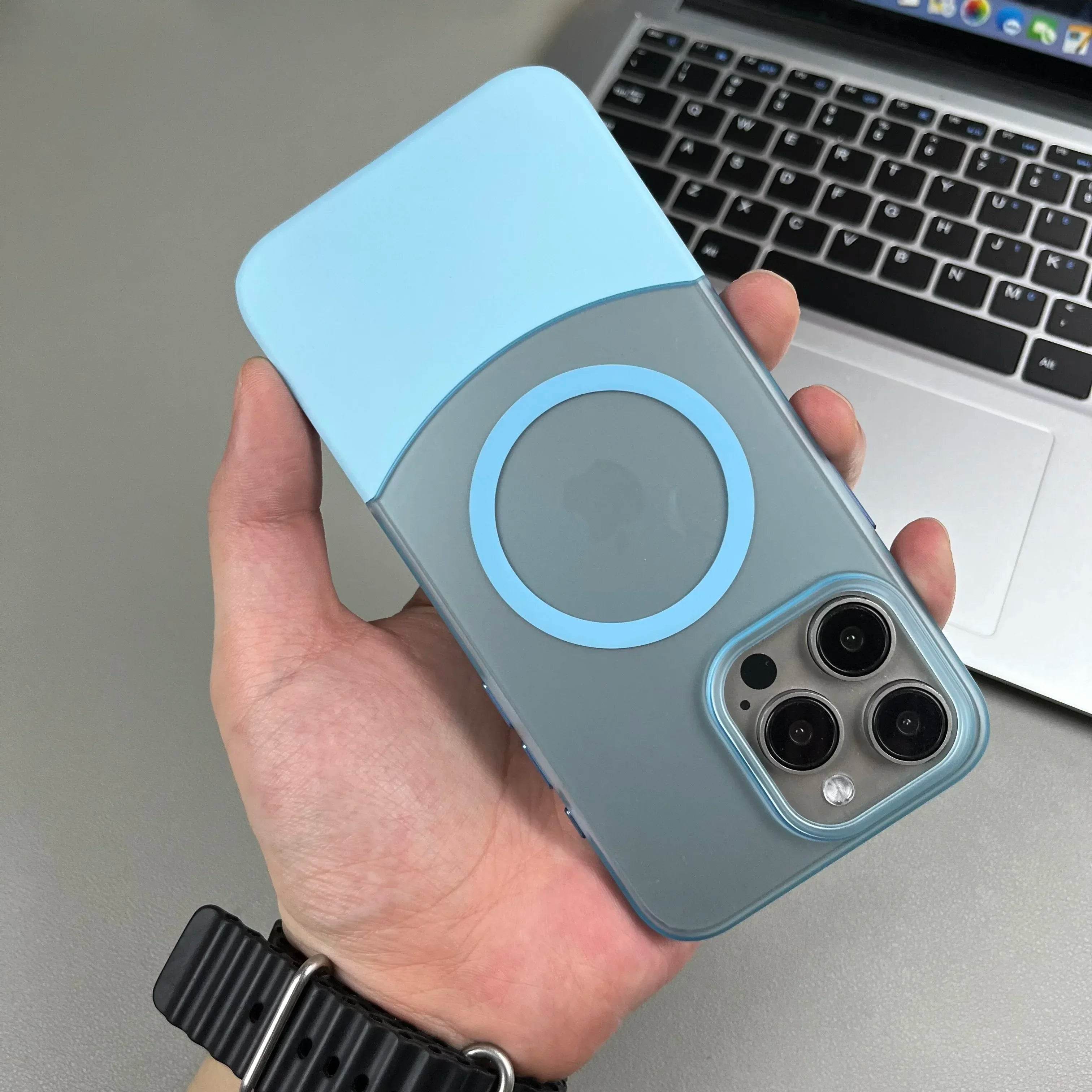 PC Candy Color Clash For Magsafe Phone Case For iPhone 15 14 13 12 11 16 Pro Max Wireless Charging Matte Removable Phone Cover - Touchy Style