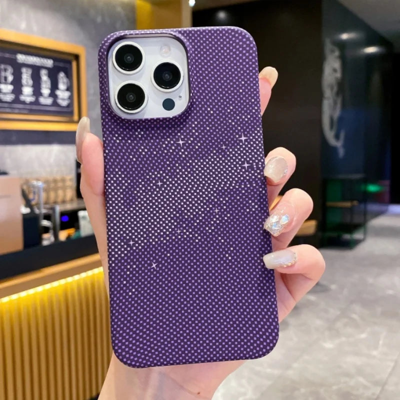 Cute Phone Cases For iPhone 16, 15, 14, 13, and 12 Pro Max models - Hit color Carbon fiber Texture - Hard PC Cover - TSP417