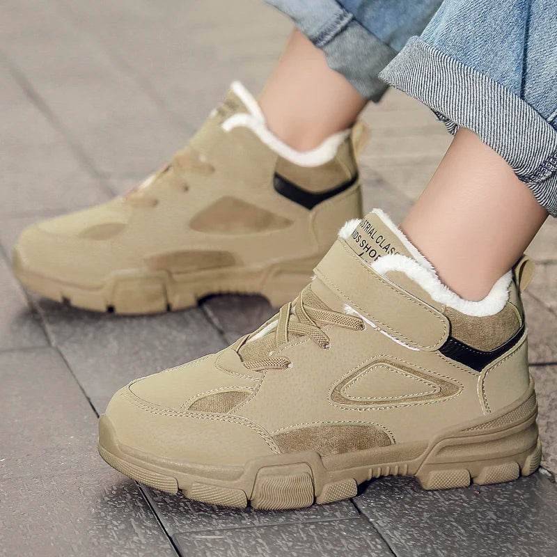 Winter Brand Children Shoes Girl Boy Boots Water Proof Leather Kids Snow Boots Plush Warm Fashion Sneakers Casual Outdoor Shoes - Touchy Style