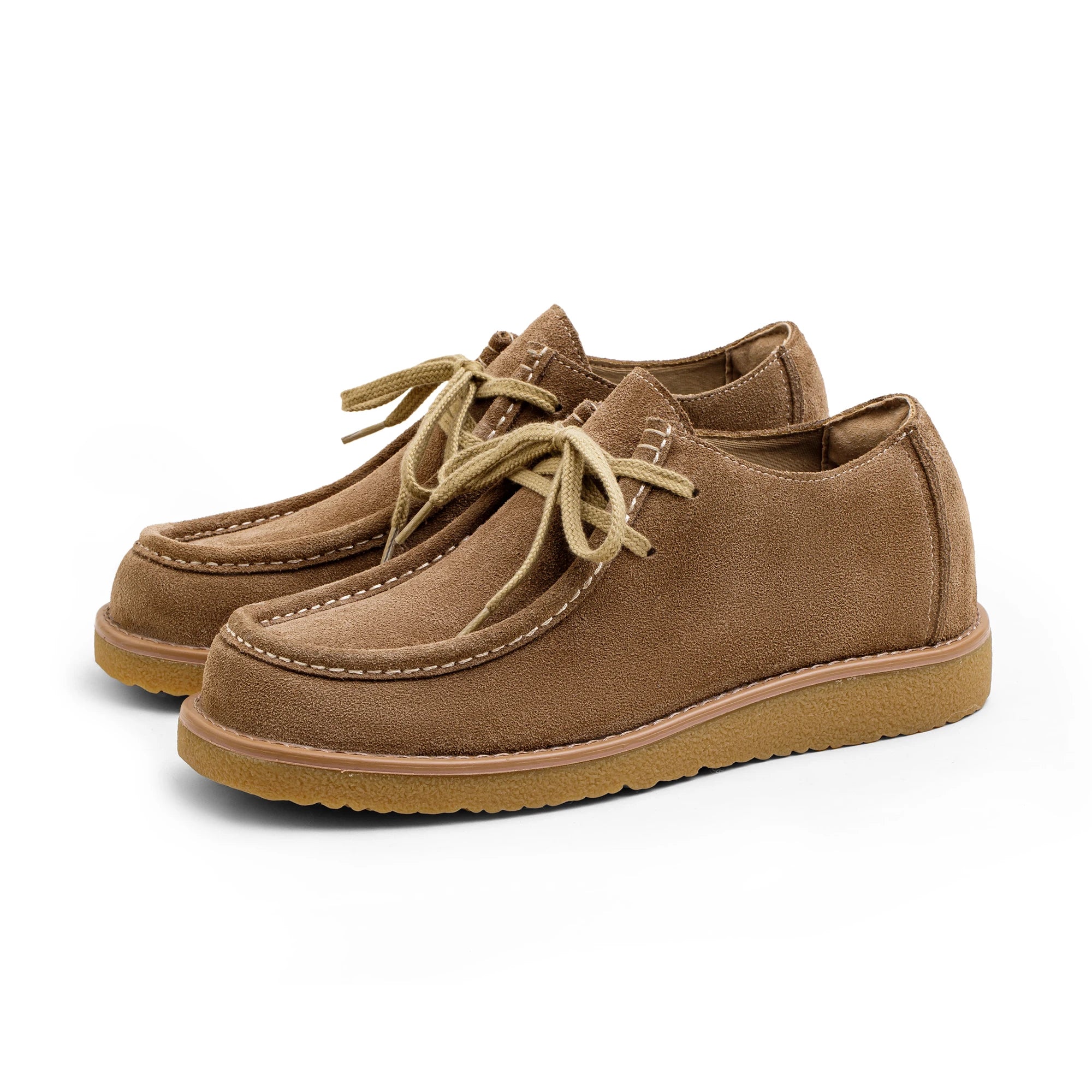 Maden Vintage Khaki Shoes Casual Loafers Soft Sole Shoes with Laces Versatile Genuine Leather Shoes for Men&
