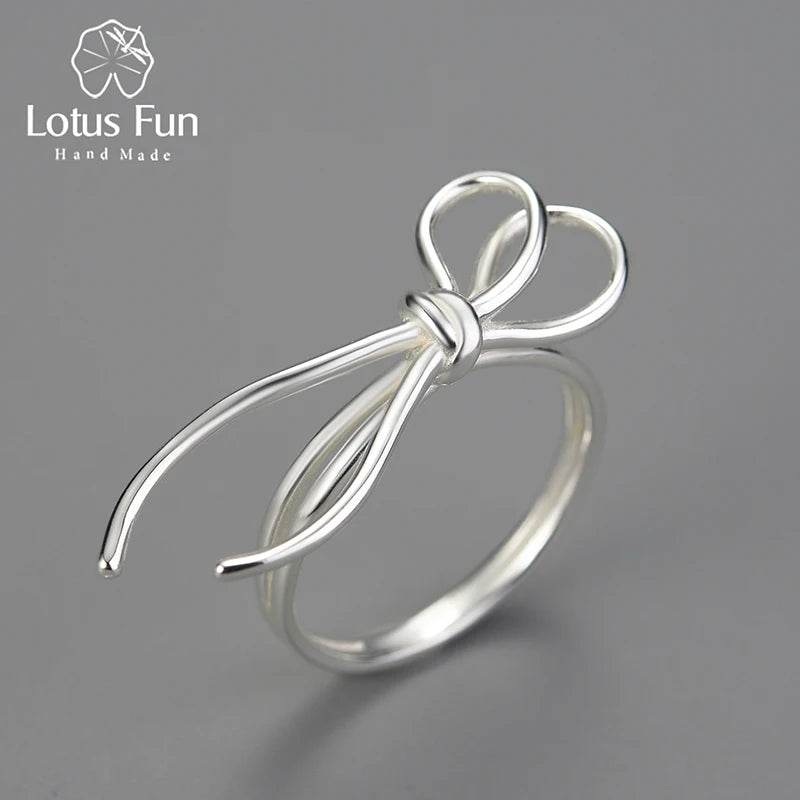 Lotus Fun 18K Gold Exquisite Lovely Knot Long Tassel Dating Rings for Women Gift Real 925 Sterling Silver Original Fine Jewelry - Touchy Style