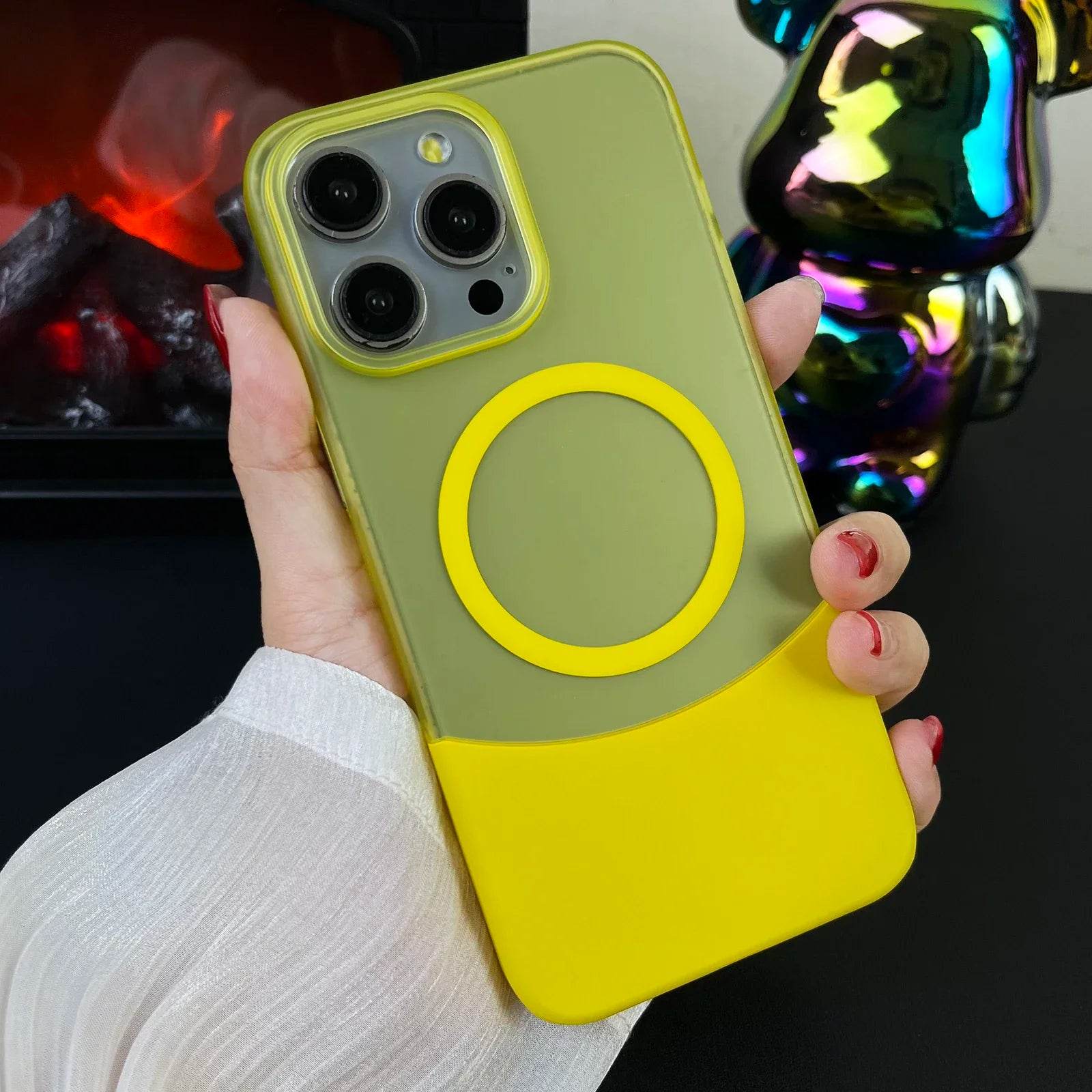 PC Candy Color Clash For Magsafe Phone Case For iPhone 15 14 13 12 11 16 Pro Max Wireless Charging Matte Removable Phone Cover - Touchy Style