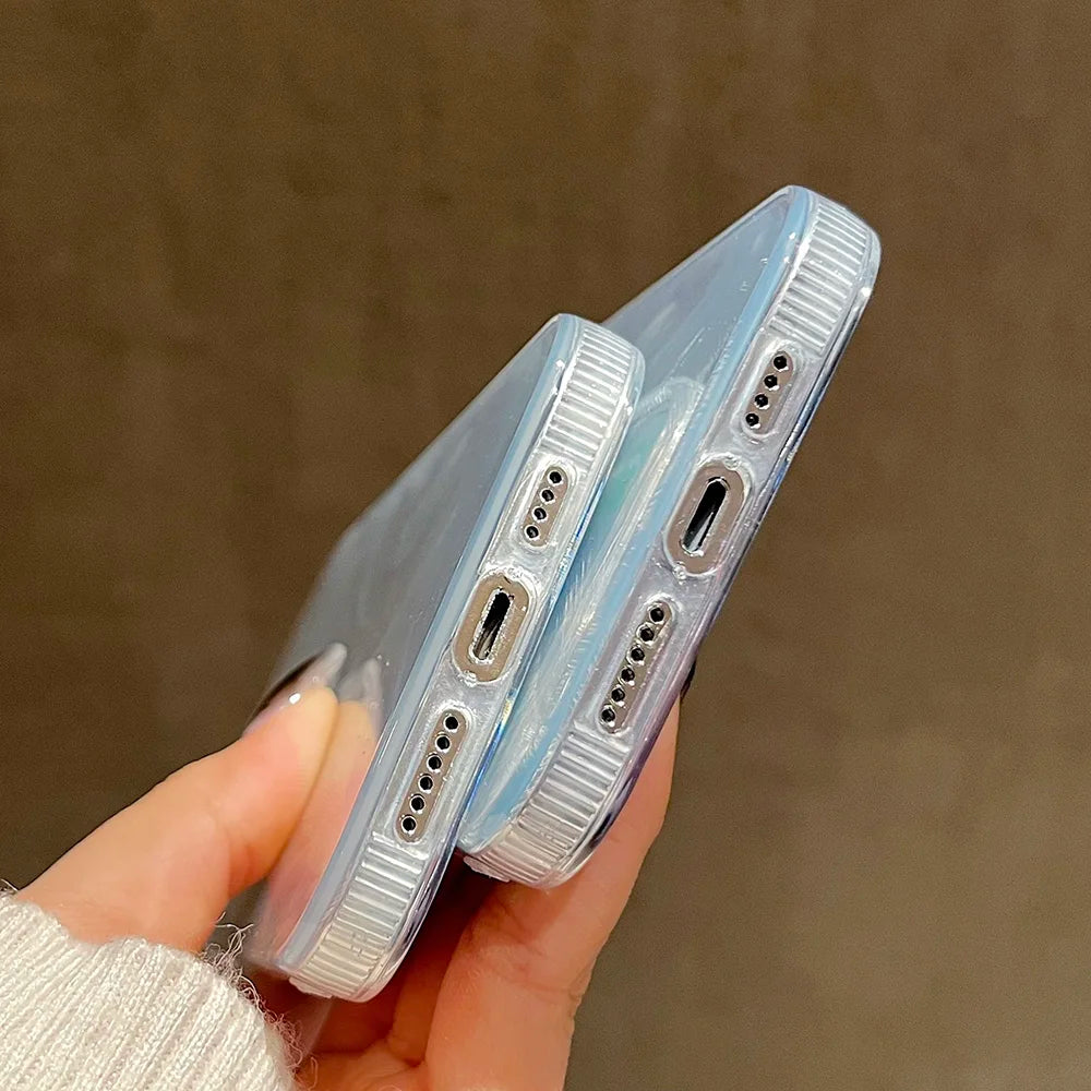 حافظات هواتف لطيفة لطرازات iPhone 15 و14 و13 و12 Pro Max و11 Pro - نمط ريش متدرج بالليزر - TSP522