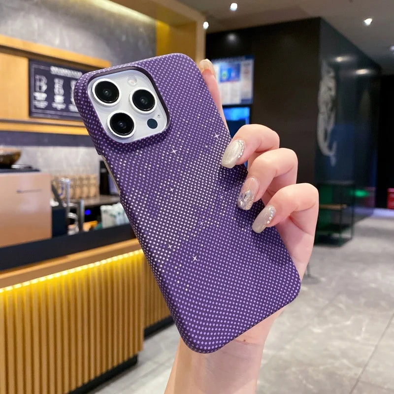 Cute Phone Cases For iPhone 16, 15, 14, 13, and 12 Pro Max models - Hit color Carbon fiber Texture - Hard PC Cover - TSP417