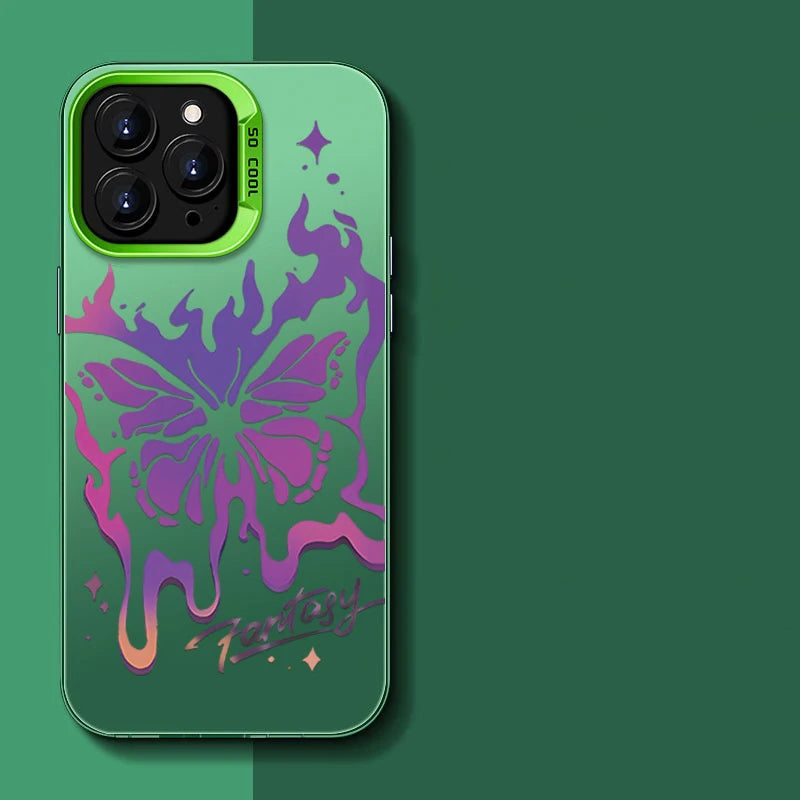 Purple Butterfly Phone Holder Case for iPhone 15 16 14 13 12 11 Pro Max X Xs Max XR 7 8 Plus Mini Luxury Aurora Stand Cover
