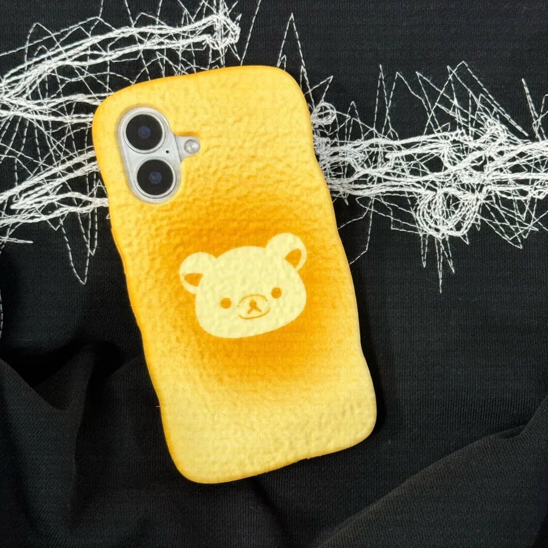 Sweet 3D Bread Rilakkuma Cartoon Soft Silicon Cute Gift Back Phone Case for iPhone 11 12 13 Pro 14 15 16 Pro Max 16 Plus Cover