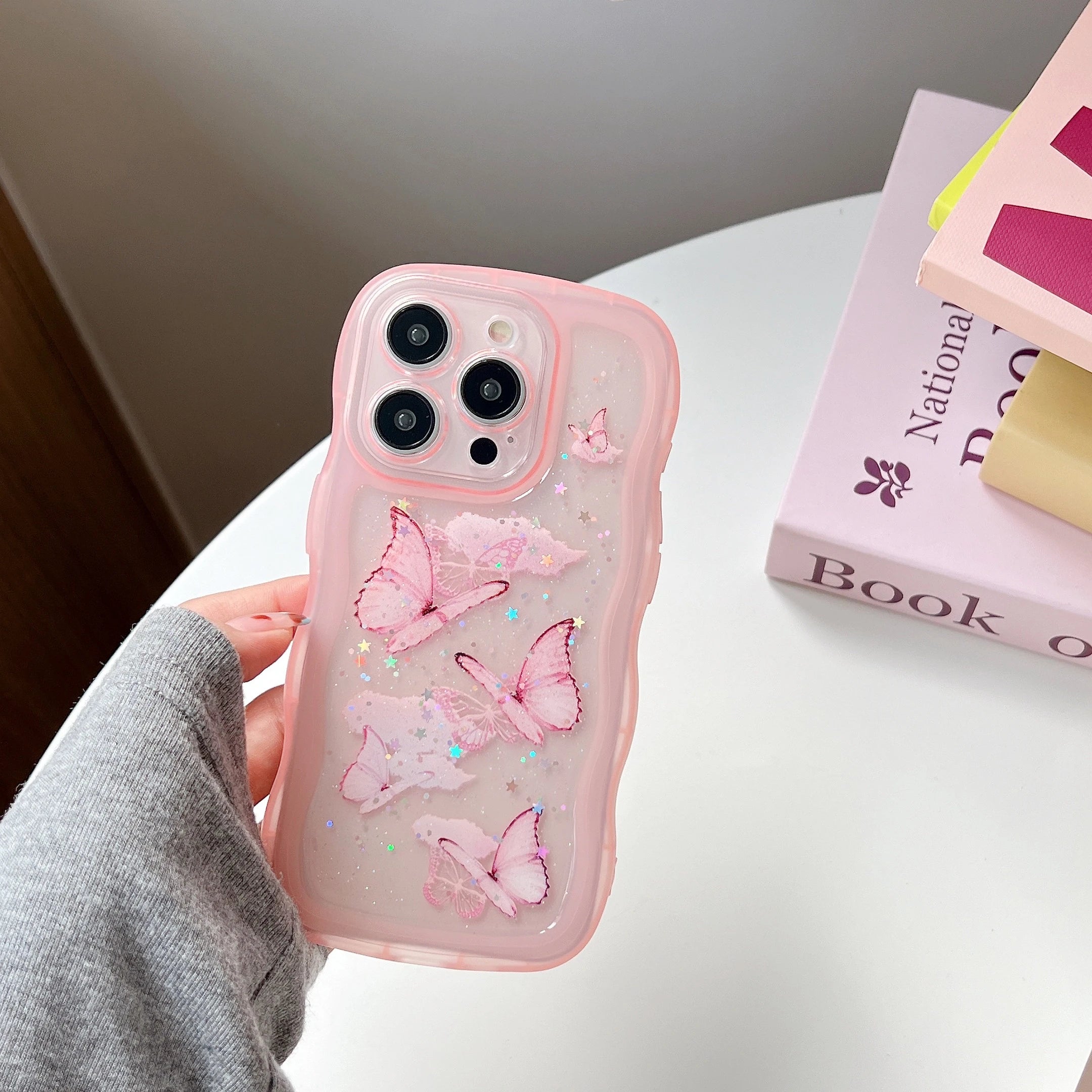 Cute Phone Cases: Bling Glitter Butterfly Bumper for iPhone 7-15 Pro Max - TSP308