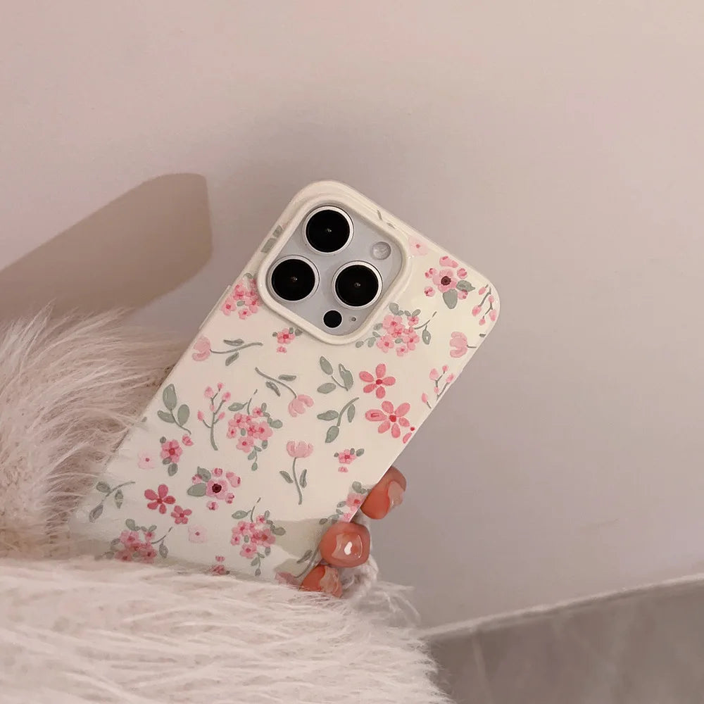 Cute Phone Cases - Flower Branch Pattern For iPhone 16, 15, 14, 13, 12, 11 Pro Max, XS, XR, 7 8 Plus - Matte Soft Silicone Bumper Cover