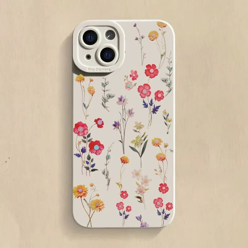 Summer Minimalist Fresh Style Phone Case For iPhone 16 Pro Max 11 12 13 14 15 16E XS XR 7 8 Plus Shockproof Silicone Soft Cove