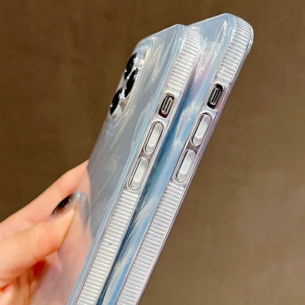 حافظات هواتف لطيفة لطرازات iPhone 15 و14 و13 و12 Pro Max و11 Pro - نمط ريش متدرج بالليزر - TSP522