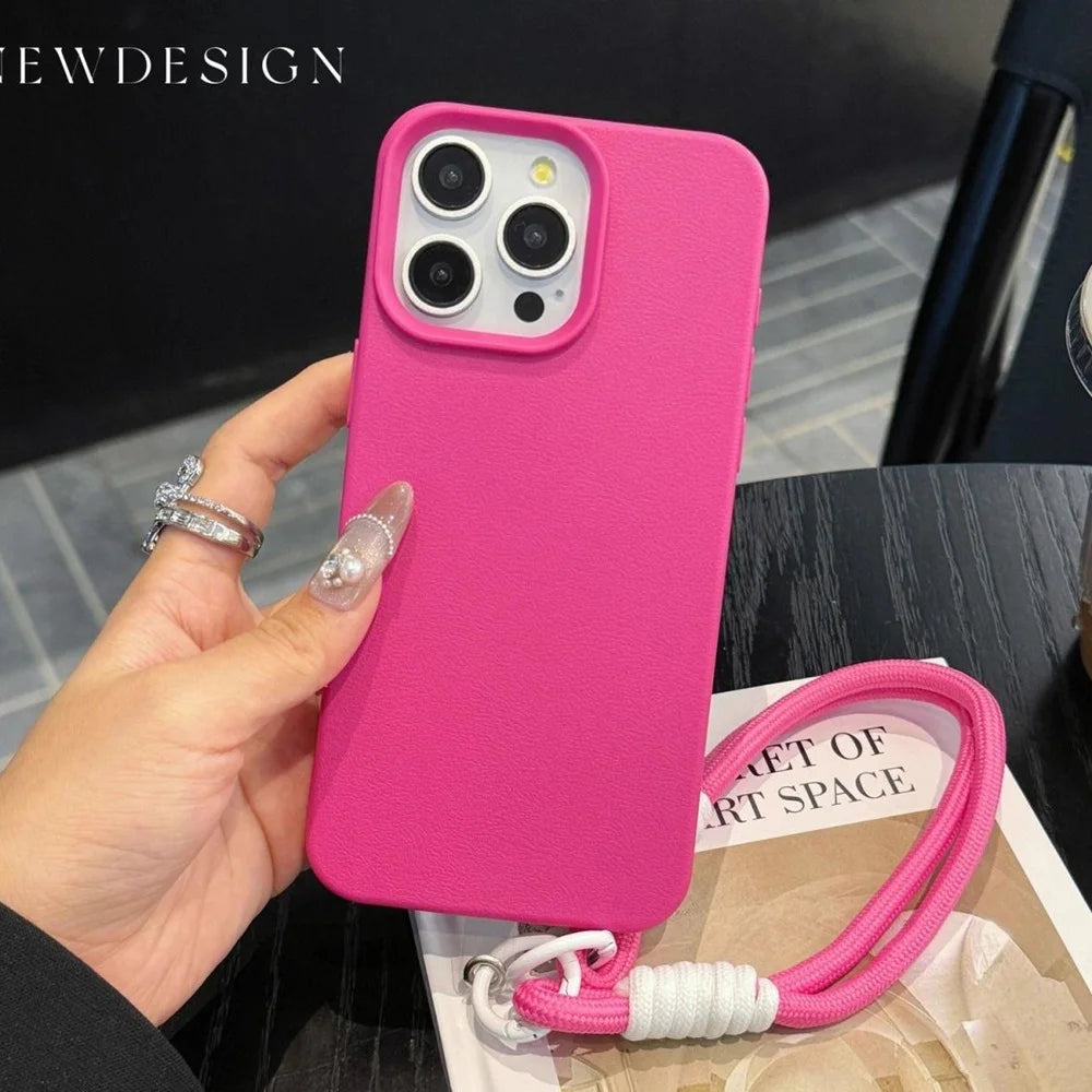حافظات هواتف لطيفة لهاتف iPhone 16 Pro Max و7 و8 Plus وSE - Lazy Dog، غطاء جلدي حلوى مع سلسلة معصم - TSP478